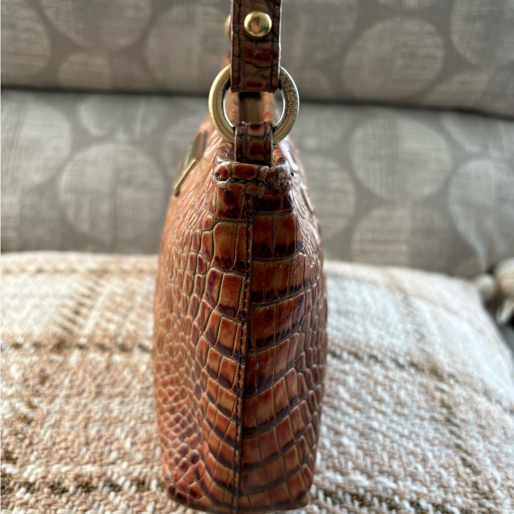 BRAHMIN Lorelei Shoulder/Clutch Handbag Pecan Croco Embossed Leather - Picture 4 of 13